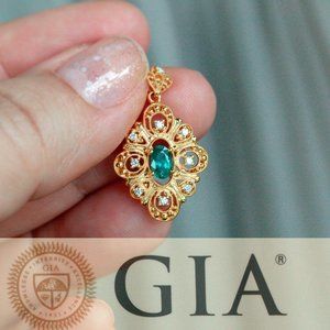Natural Alexandrite Diamond 18k YellowGold Pendant